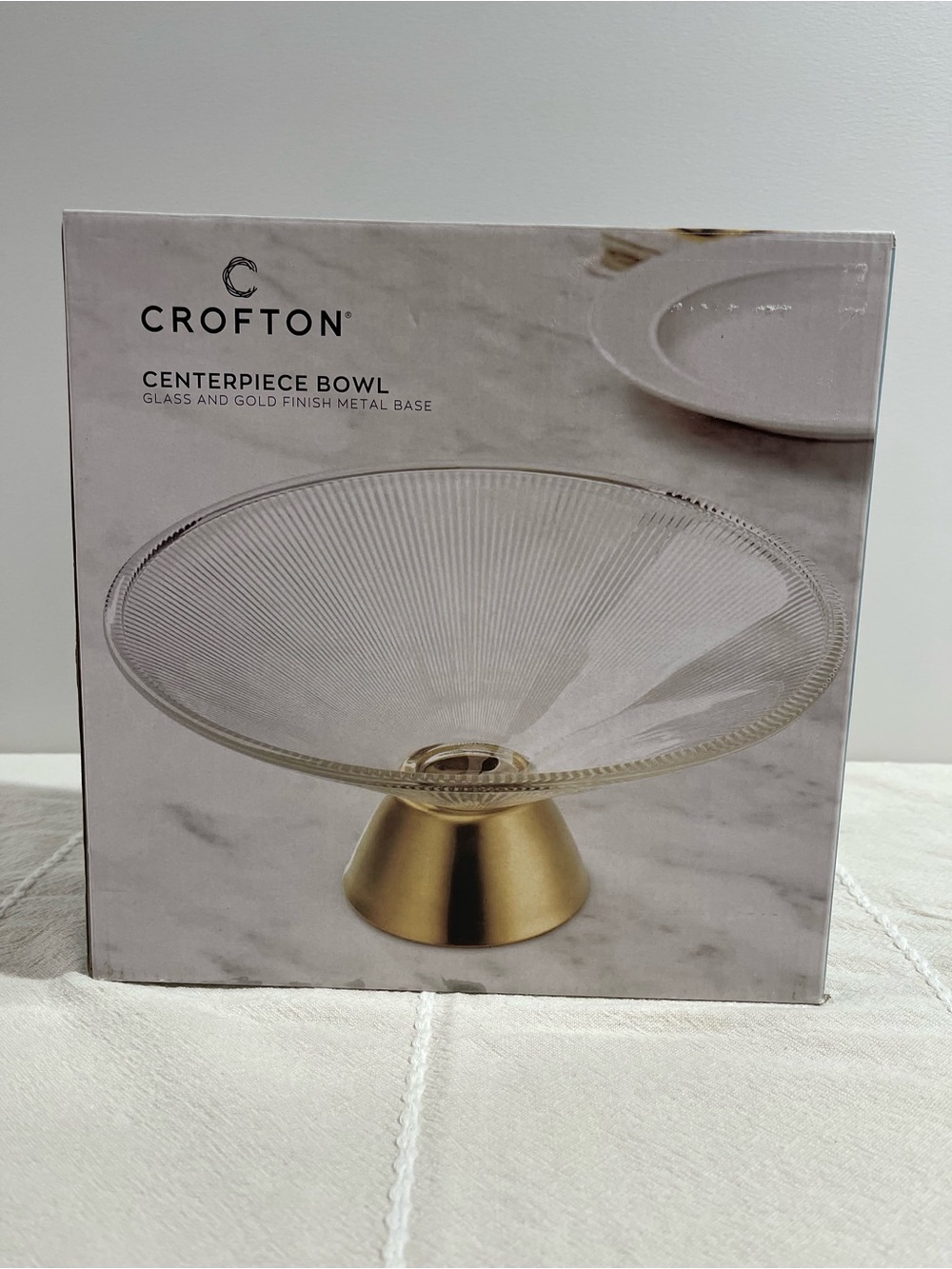 Crofton Clear Glass Decorative Bowl with Gold Base